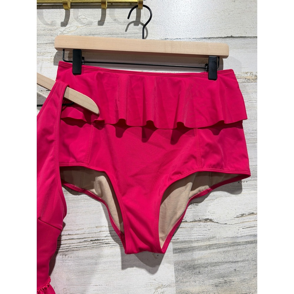 Kortni Jeane Swimsuit Women Medium Pink Ruffle Peplum Retro Barbiecore - Picture 3 of 8